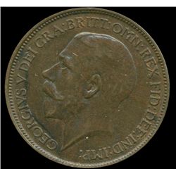 1917 G Britain 1/2 Penny XF/AU (COI-013986)