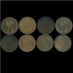 1880s G Britain 1/2 Penny 8 pcs (COI-013980)