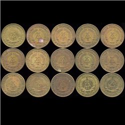 1969-74 East Germany 20pf XF/AU 15Pcs (COI-009885)