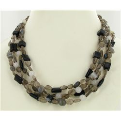 600twc Smoky Quartz Agate Bead Necklace (JEW-003647)