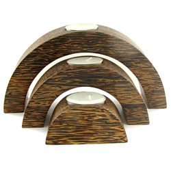 Sugarpalm Wood Candle Holder 3pcs (DEC-000738)