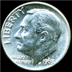 1963D FDR Silver 10c M65/66 Full Bands (COI-011818)