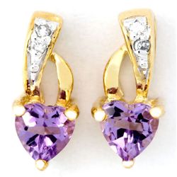 0.68ct Heart Amethyst & Diamond Earrings 9K Gold (JEW-009143X)