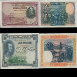 1931/6 Spain Republic 50P & 100P Notes AU/XF 2pcs (CUR-007596)