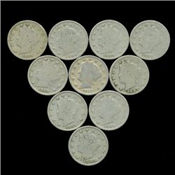 10 US Liberty V Nickel Coin Lot  (COI-000454F)