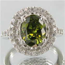 20.35twc Green Diamond Simulant Wht Gold Vermeil Ring (JEW-004435)