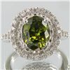 Image 1 : 20.35twc Green Diamond Simulant Wht Gold Vermeil Ring (JEW-004435)