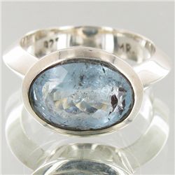43.35twc Natural Aquamarine Sterling Ring (JEW-004133A)