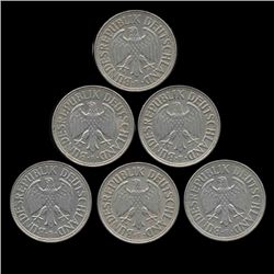 1968F Germany 1 Mark Hi Grade Scarce 6 Pcs (COI-008173)
