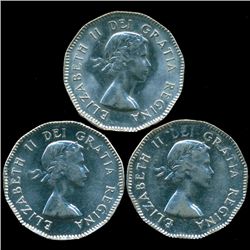 1953 Canada 5c Nickel MS63/64 3 pcs (COI-013939)