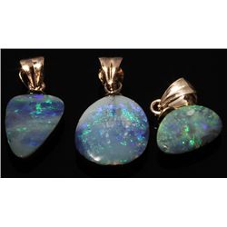 7.5twc Black Opal Doublet Sterling Pendant Lot 3pcs (JEW-005228)
