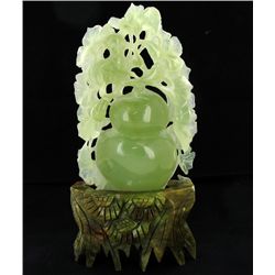 Chinese Handcarved Jade Pears on Base (DEC-000860)