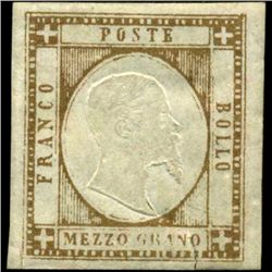 1861 Scarce Italy Neapolitan 1/2g Stamp Mint Hinged (STM-001164)
