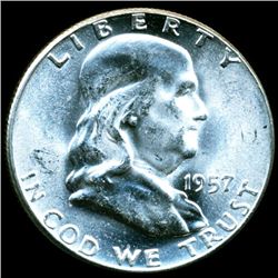 1957 Franklin Half MS64/65 FBL Scarce Overweight ERROR (COI-011151)