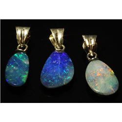 6.5twc Black Opal Doublet Sterling Pendant Lot 3pcs (JEW-005365)