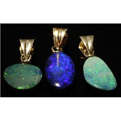 6.5twc Black Opal Doublet Sterling Pendant Lot 3pcs (JEW-005319)