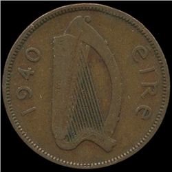 1940 Ireland 1/2p XF Scarce (COI-010147)