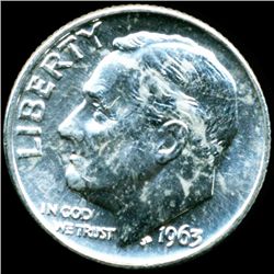 1963D FDR Silver 10c M65 Full Bands (COI-011816)