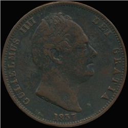 1837 British William IV Halfpenny XF (COI-007197)