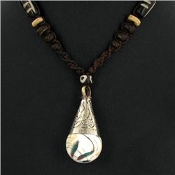 Tibet Shell Agate Bead Nickel Necklace (JEW-003265)