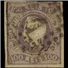 Image 1 : 1867 Scarce Portugal 100r Dark Lilac Used Stamp (STM-001339)