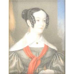Victorian School, watercolour on ivory miniature of a lady, 3.25ins x 2.5ins £150-200...
