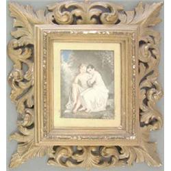 E.R, 1832, watercolour on ivory miniature of classical lovers, initialled and dated, 3.5ins x 2.7...