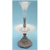 Image 1 : An Edwardian plated centrepiece with cut glass vase and circular tier. £150-200...
