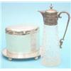 A cut glass claret jug with plated mount. £100-150...