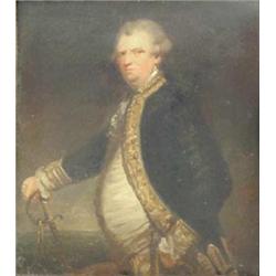 After Sir Thomas Lawrence (1769-1830) oil on board, Portrait of Admiral Keppel, 7.5ins x 6.25ins...