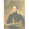 Image 1 : Mid 19th century English School, oil on card, half length portrait of a gentleman wearing a black...