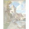 Image 1 : George Hillyard Swinstead (1860-1926) pastel, French town with figures on the banks of a river, s...