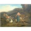 Image 1 : Eighteenth century Dutch School, oil on canvas, Figures and livestock in a landscape, 15ins x 19i...