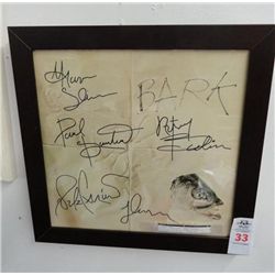 Framed Autographed Album Cover Jefferson Airplane All Members "Bark"