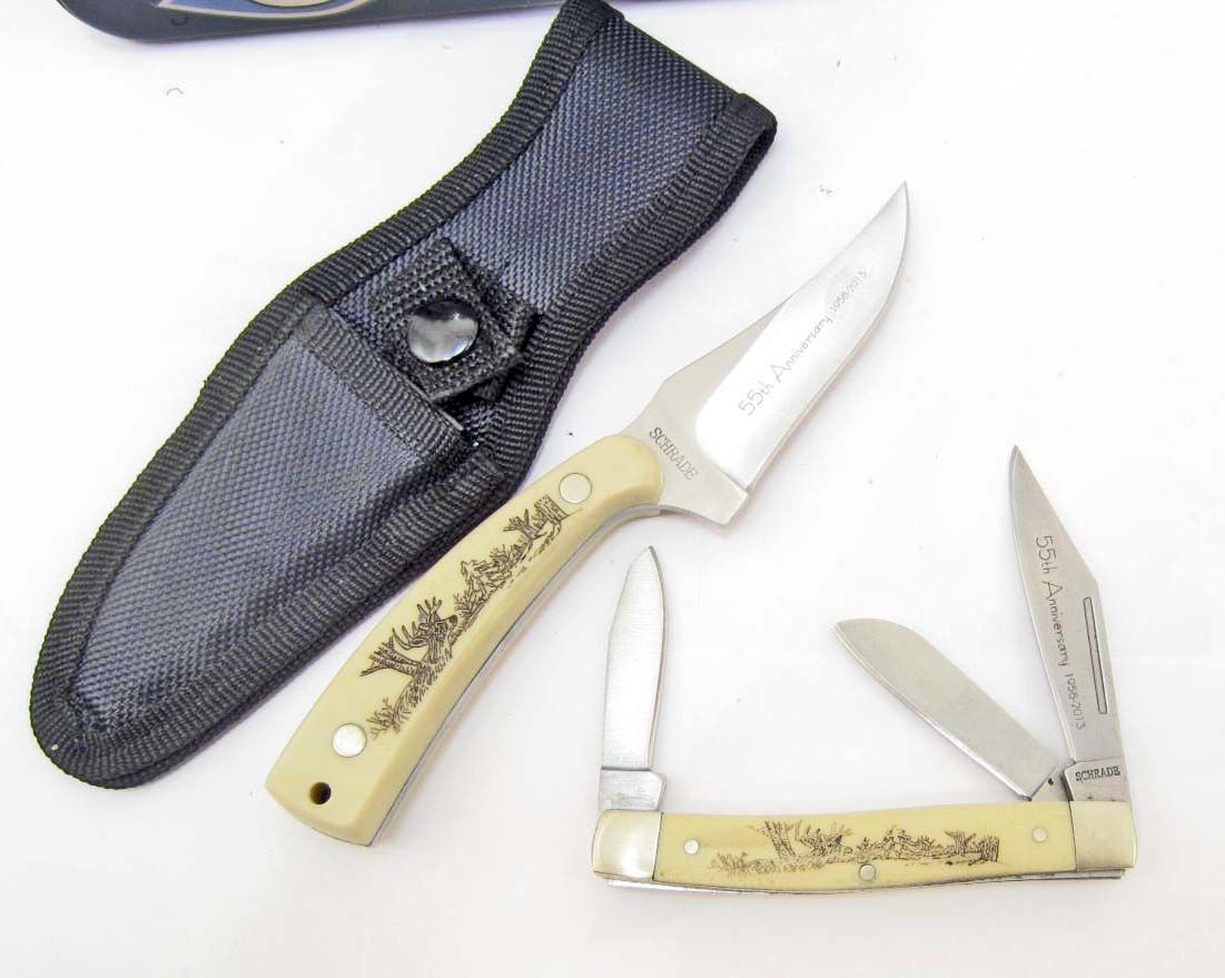 SCHRADE SCRIMSHAW OLD TIMER KNIFE SET