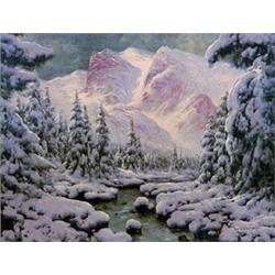 LASZLO NEOGRADY (Hungarian. 1896-1962) "Winter Scene in the Mountains". Signed Neogrady Laszlo l/...