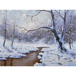 LASZLO NEOGRADY (Hungarian. 1896-1962) "Winter Landscape". Signed Neogrady Laszlo l/l. Oil on Can...