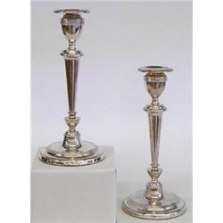 PAIR OF EDWARD VII STERLING SILVER CANDLESTICKS English. Birmingham. 1908-1909. Maker: E.J.G. Eac...