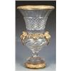 Image 1 : EMPIRE STYLE GILT BRONZE MOUNTED CUT GLASS VASE French. Circa 1900. Of urn form cut with diamonds...