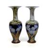 Image 1 : GOOD PAIR OF ROYAL DOULTON "LAMBETH" SALT GLAZED POTTERY VASES English. 1902-1922. Standard impre...