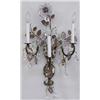 Image 1 : PAIR OF PATINATED METAL AND GLASS THREE LIGHT SCONCES Each backplate of vase form supporting a ce...