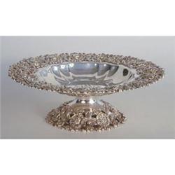 FINE STERLING SILVER TAZZA American. Dated 1901. Maker: Howard & Co. The bowl centered by a conjo...