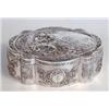 Image 1 : CONTINENTAL SILVER BOX German. Circa 1910. (.800 Fine) Of oval shape, the hinged cover embossed w...