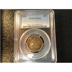 1891 SEATED QUARTER PCGS VF