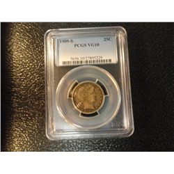 1909-S BARBER QUARTER PCGS VG