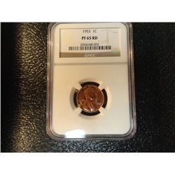 1953 LINCOLN CENT NGC PROOF 65 RD
