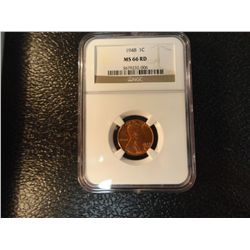 1948 LINCOLN CENT NGC MS 66 RD