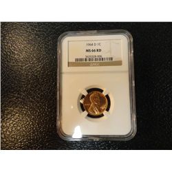 1964-D LINCOLN CENT NGC MS 66 RD