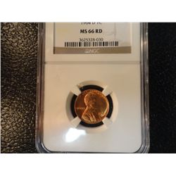 1964-D LINCOLN CENT NGC MS 66 RD