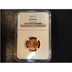 1964-D LINCOLN CENT NGC MS 66 RD